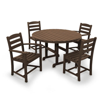 POLYWOOD La Casa Cafe 5 Piece Round Farmhouse Dining Set - Mahogany